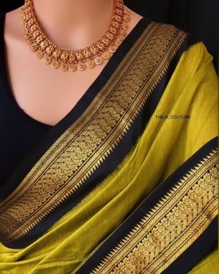 Image of Women's Kanjivaram Cotton Silk Saree South Indian Paithani Sari | gadwal cotton sarees with Zari Border and Blouse Piece - Suitable For All Indian Occasions and Festivals 191