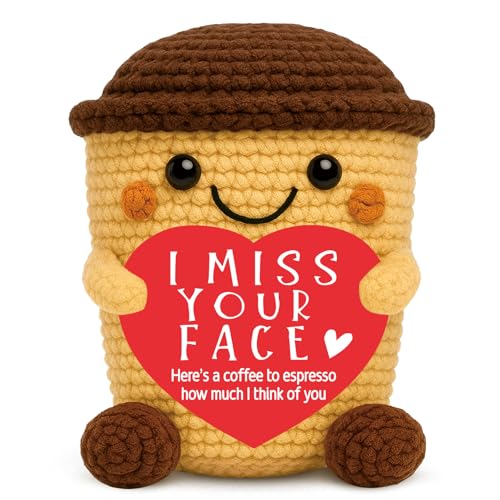 Skyists Long Distance Relationship Thinking of You Crochet Coffee Cup, Valentines Gifts for Him Her Boyfriend Girlfriend, Warm Romantic Coffee Lovers Gifts for Husband Wife Best Friend Keepsake
