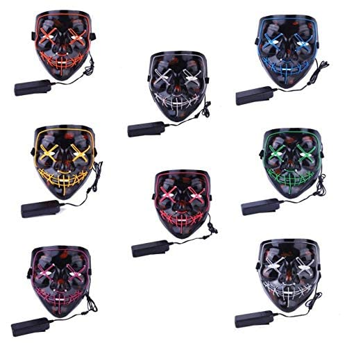 Lovelegis Led Mask, Horror, Monster, Zombie, Fancy Dress, Halloween, Carnival, Party, Accessories, Black Color, White Light - Image 2