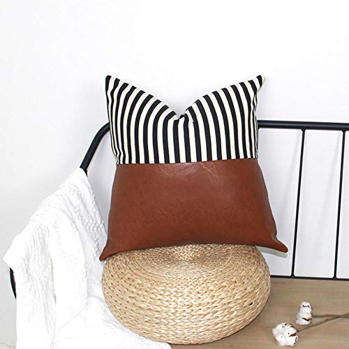 DAERG 2020 Nuevas Fundas de Almohada de Cuero nórdico, Fundas de Almohada de Rayas Decorativas, cojín Cuadrado Suave sólido para sofá, Dormitorio