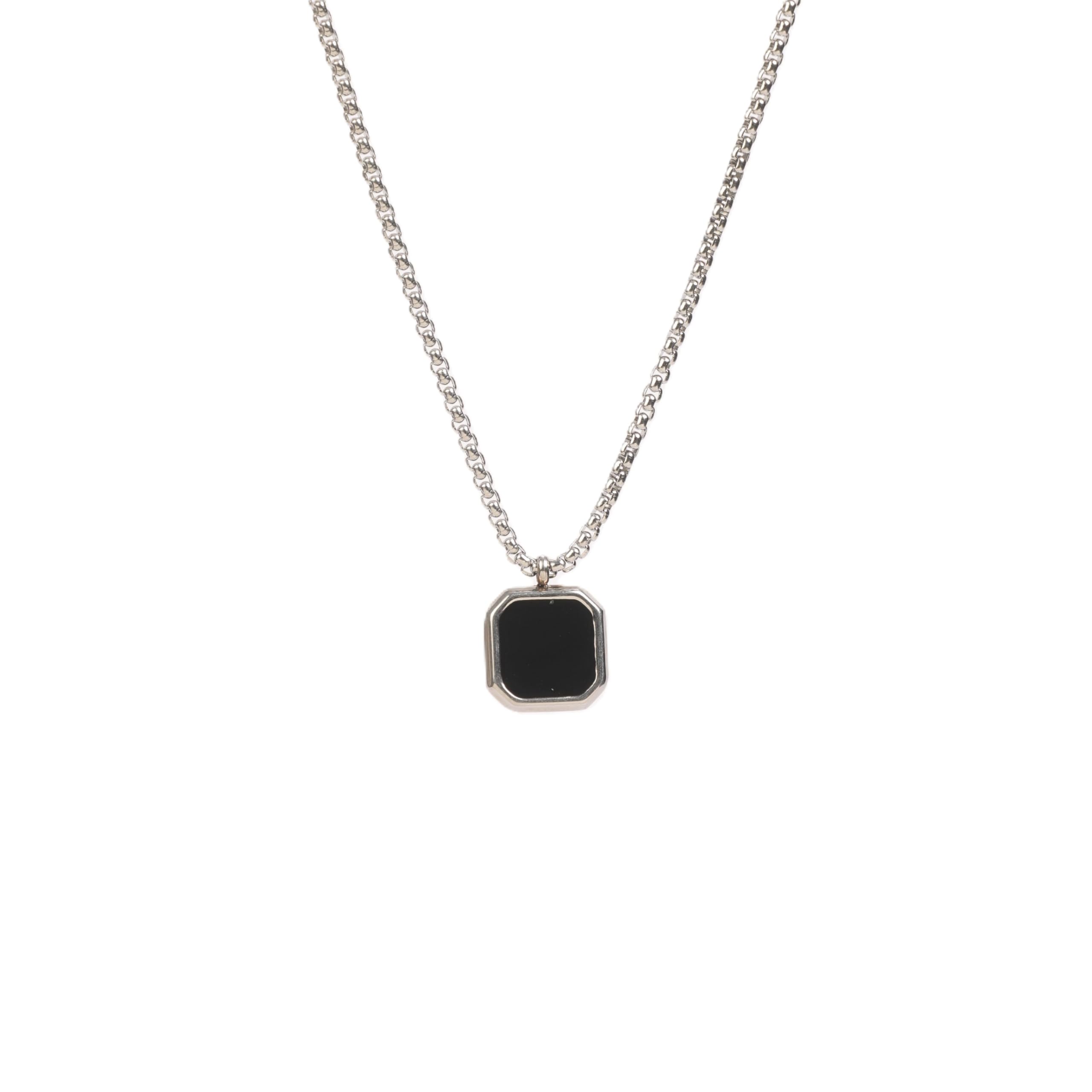 SALTY ALPHA Anti Tarnish Stainless Steel Midnight Charisma Locket Neck Chain for Men | Stylish Pendant Necklace | Jewellery Accessories for Boys | Minimal Jewelry | Gifts for Boyfriend & Husband | Marriage, Birthday... | Gift for Valentine Day.. 2