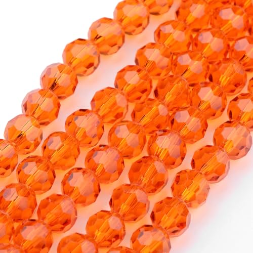 Perlin Perlas de vidrio checas bohemias redondas de cristal 4mm CZ 90 piezas Perlas facetas de vidrio tallado para enhebrar (naranja)