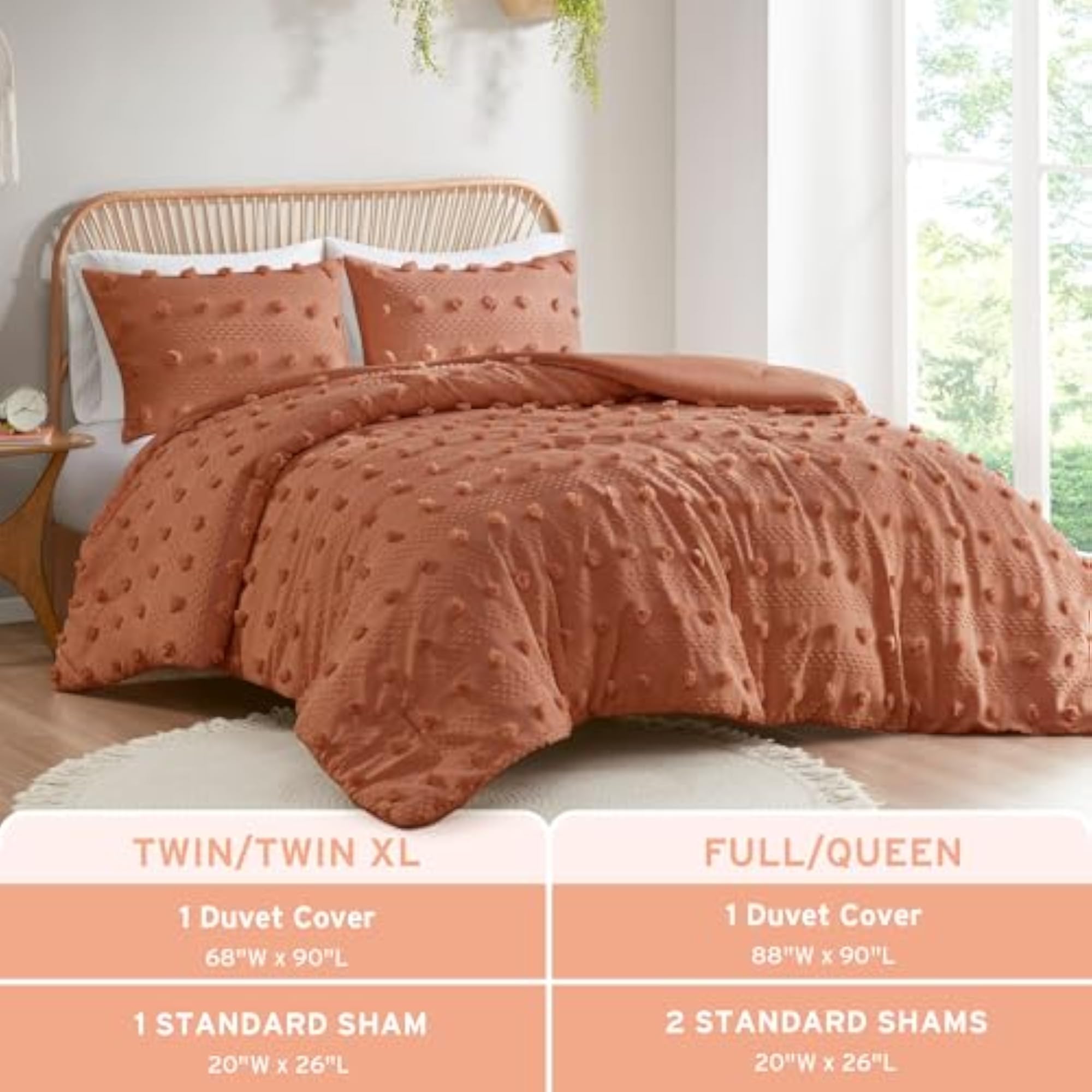 Twin Duvet Cover Set with Chic Pompoms Accent