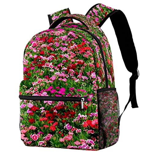 Mochilas escolares ligeras con diseño de campo de flores de colores cómodas
