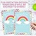 Hadley Designs - Rainbow Stars Color, Cloud Colorful Sparkle Party Invitations, Striped Colored Pastel Girls Invite Ideas, Kids Adults Birthday Supplies - 25 Cards