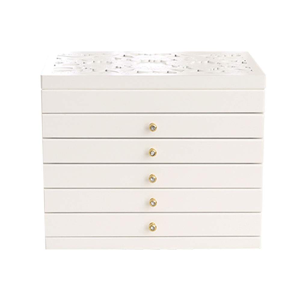 Jewelry Box Wooden Storage Box for Jewelry Six Floors High Capacity with Mirror Vintage Versatile Jewelry Ring Gift