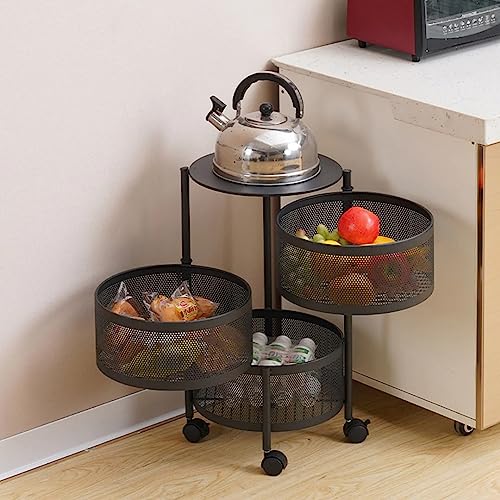 Image of Storage Trolley, Multifunctional Storage Rack, Large Capacity Movable Saving Space for Kitchen Living Room Bar Bathroom 3 Small Baskets, Utility Organizer Cart