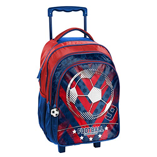 Preisvergleich Produktbild Kinder Trolley 48x32x18 cm - Motiv Fussball - BLAU / ROT