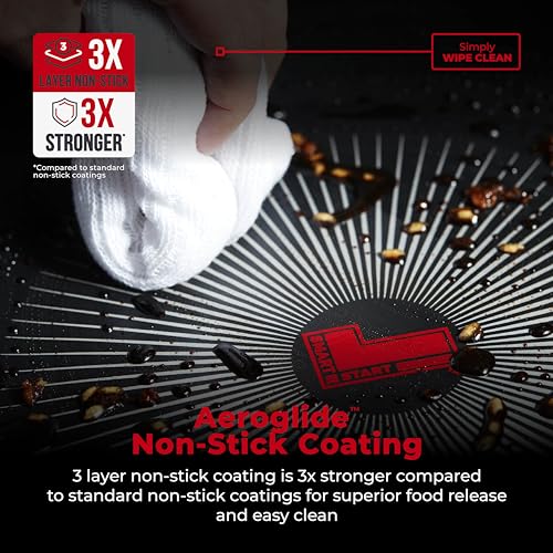 Tower T700317 SmartStart Gourmet 26cm Aluminium Grill Pan with Easy Clean Aeroglide Non-Stick, Long Lasting, Induction Compatible, Oven Safe, PFOA Free, Black - Image 5