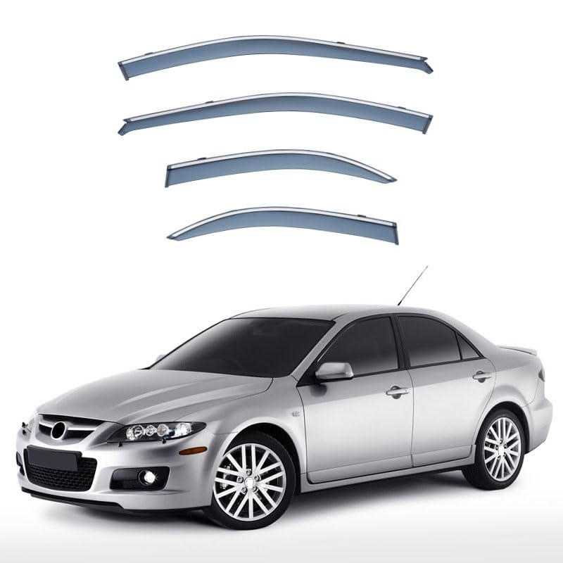 Déflecteurs de vent pour Mazda 6 MPS GG1 2003-2016 - Kit de 4 pièces pare-soleil et pluie