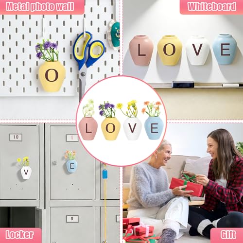 Set de 4 imanes mini jarrón decorativo para refrigerador miniatura 6