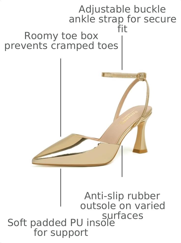 Image of Susanny Women's Heels Closed Pointed Toe Strappy Stiletto Pump Dressy Shoes