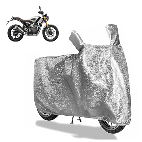 Image of Sulfar Bike Cover for Triumph Scrambler 400 X (350cc) (Adventure) | Waterproof, Dustproof & UV Protected | All Weather Two Wheeler Cover (Silver) New 2026 Variants