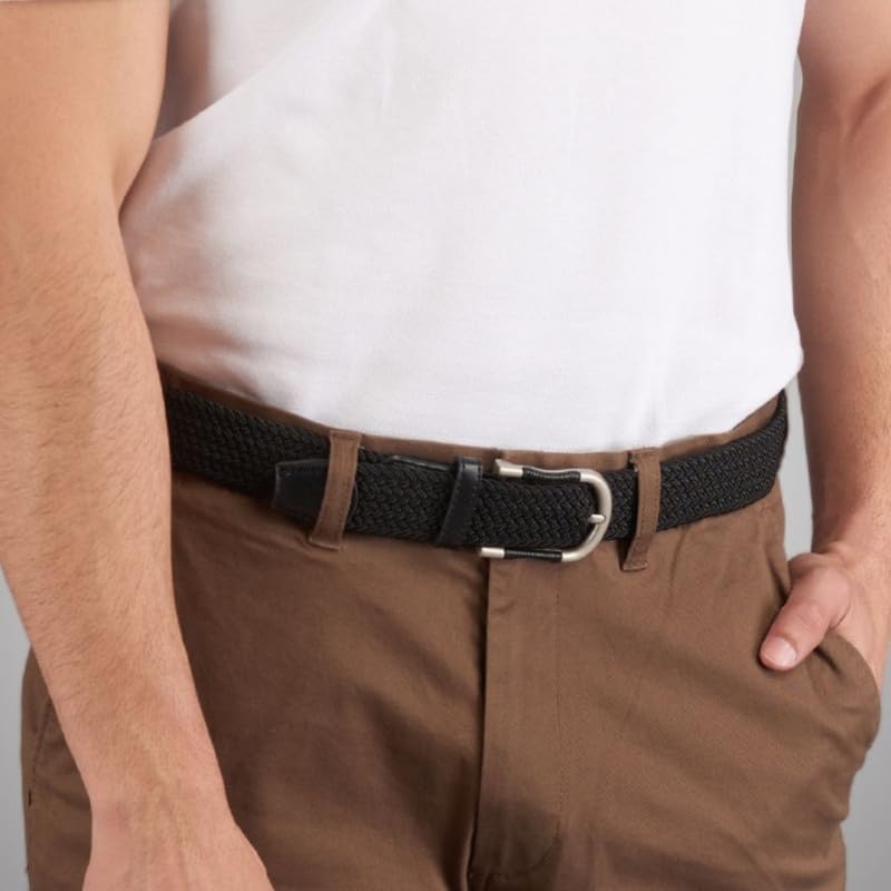 Image of The Tie Hub Unisex Stretchable Woven Fabric Belt | Adjustable, Hole-Free Design | Fits Up to 40 Inches Waist