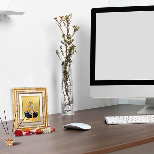 Image of DIVINITI Sai Baba of Shirdi 24K Gold Plated Foil Wall and Tabletop Photo Frame for Home Decor, Puja Room, Luxury Gifting | DG Frame 112 S2 (21.5x17.5 CM)