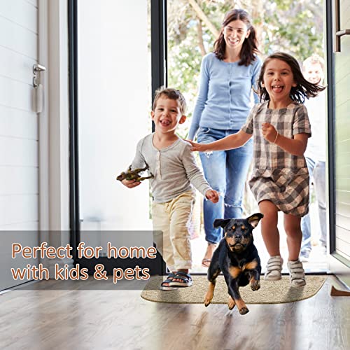 Creproly Indoor Doormat 30"X18" Front Door Mat Rubber Backing Non Slip Absorbent Mud Dirt Trapper Door Rug Outdoor Mats Entrance Kitchen Rug Half Round Machine Washable Carpet (Beige) #TOP4