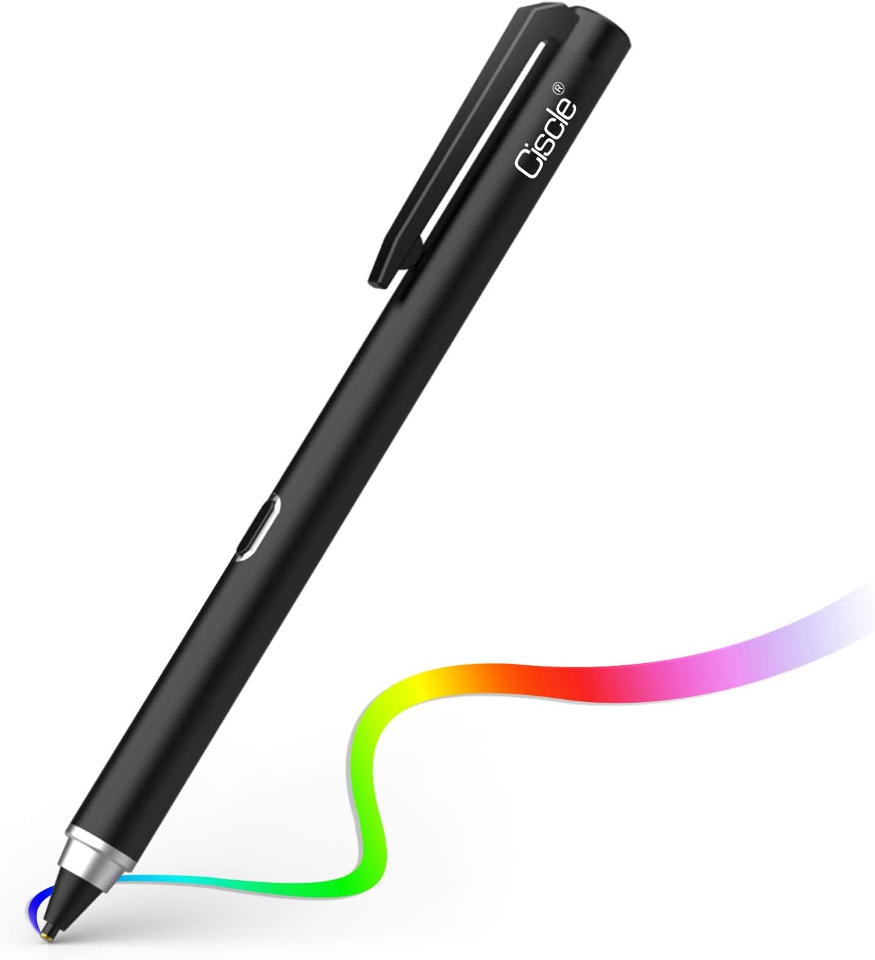 Ciscle Stylus Pen with 5 Min Auto Power Off and 1.5mm Fine Point Copper Tip, Rechargeable Pencil Compatible with Samsung, Android Tablets (Black)