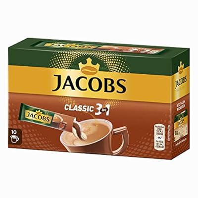 Jacobs 3in1 Classic Instant Coffee Sticks, 10 Single Servings (Pack of 1)