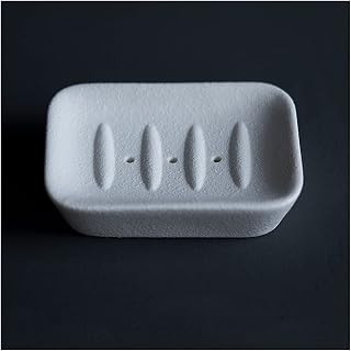 Caja de jabón Soporte de jabón de jabón con Orificio de jabón de Orificio Jabón japonés Draida en Blanco y Negro Caja de jabón para el hogar Caja de jabón de Ducha Porta jabón (Color : White)