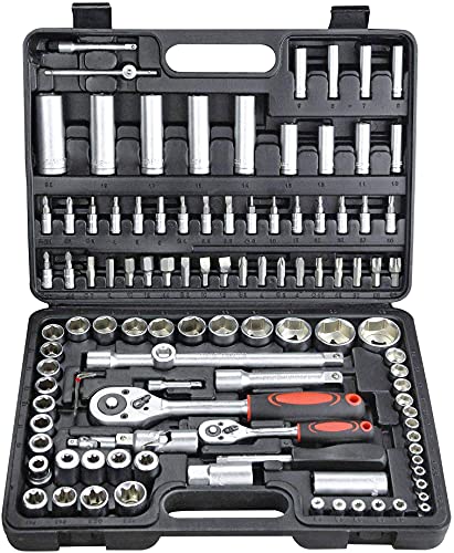 JOMAFA MALETIN 108 PIEZAS HERRAMIENTAS AUTOCLE CHROME VANADIUM 1/4' Y 1/2'