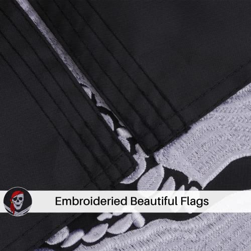 Bradford Pirate Flag 3X5 Ft Outdoor, Embroideried Double Sided Jolly Roger Skull Flags With Red Headscarf Crossknife, Helloween Heavy Duty Bandana Jack Rackham Flags With 2 Brass Grommets #TOP2