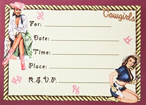 Dolce Mia Cowgirl Party Invitations Party Pack - 8 Cards