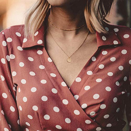 Befettly Moon Pendant Necklace - 14K Gold Fill Dainty Hammered Moon Phase Choker3