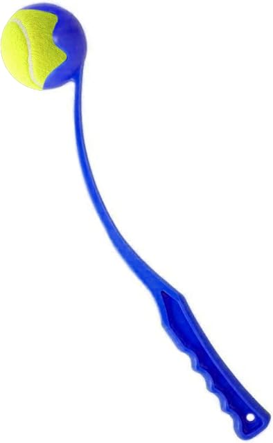 Dog Ball Thrower Hands Free Dog Ball Launcher Pick Up and Throw Play - Tennis Ball and Launcher Toy - Puppy Toys for Dogs Exercise & Training for Large Medium Small Dogs (1Pc 36cm Launcher Blue)