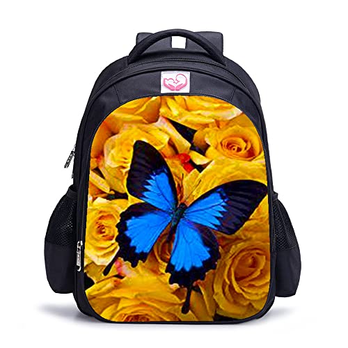Sac à dos imprimé en 3D papillon pour adolescent et enfant de 16 pouces