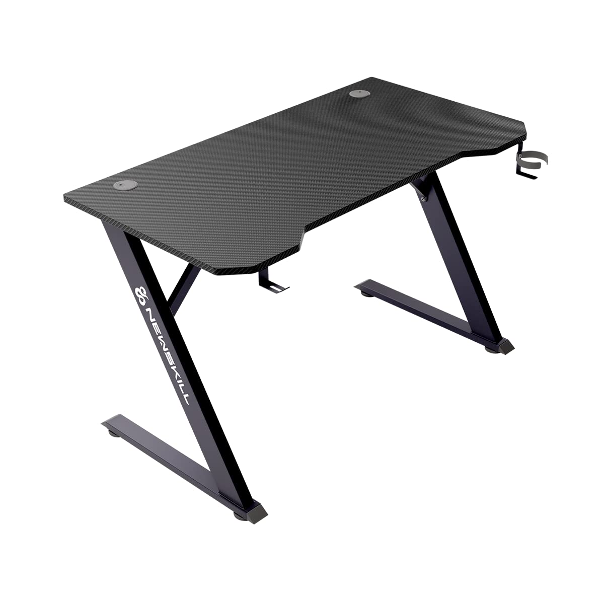 Newskill Belenor, tavolo da gioco ergonomico, 120x60x75cm, struttura in metallo, supporto per cuffie e bevande, struttura in carbonio, gestione dei cavi, fino a 200 kg, nero
