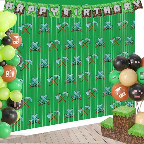 Pixel Foil Fringe Curtains - 2 Pack