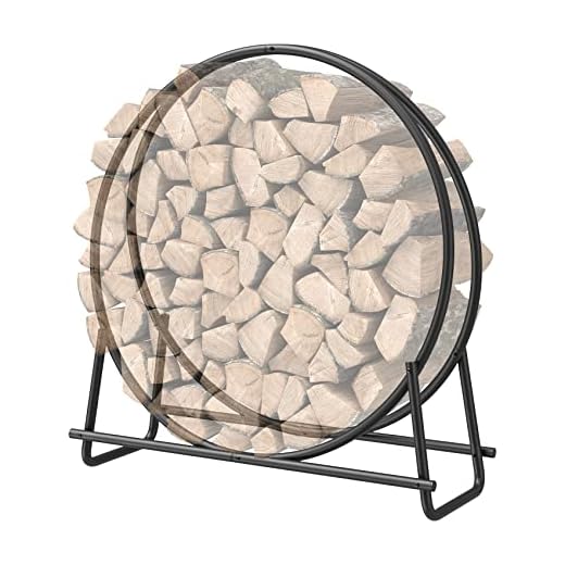 Mr IRONSTONE 41 inch Firewood Rack, Firewood Log Hoop for Indoor Fireplace Wood Storage Ring, Round Tubular Steel for Patio Deck Metal Log Holder Outdoor Fireplace Pit Patio Deck Porch Lumber Stacker