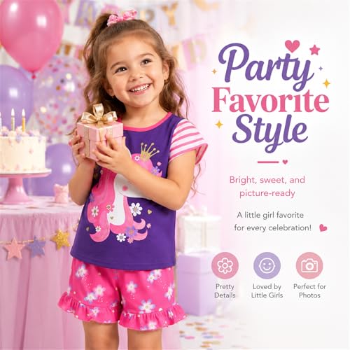 Image of VIKITA girls summer clothes toddler tshirts & shorts clothing sets cute birthday gifts for little kids
