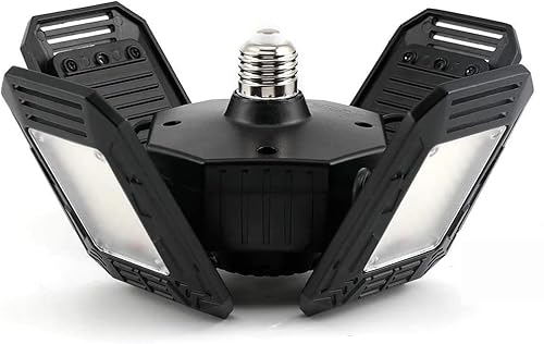 Luces LED deformables para garaje, 12000 lúmenes, 6500 K, luz diurna, 120 W, iluminación de techo de organización de garaje de cuatro hojas
