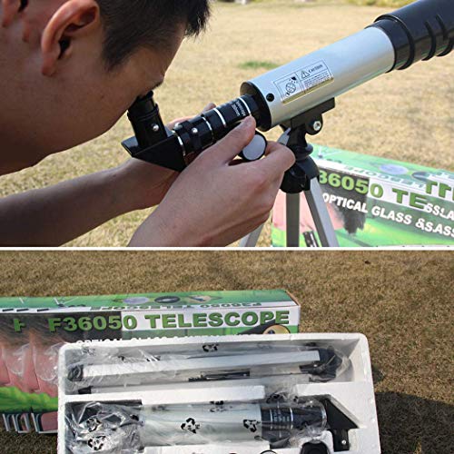 Telescopio refractor 50mm 360mm 90X con trípode ajustable miniatura 6