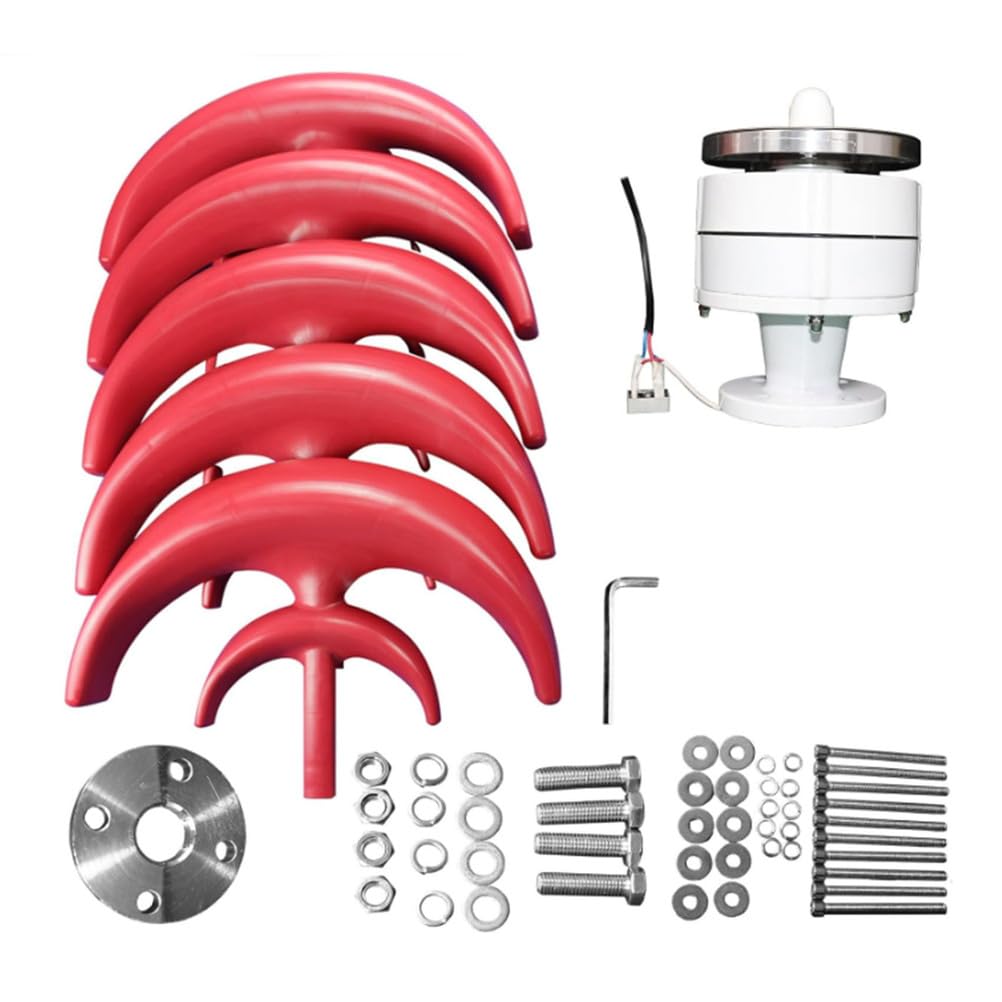 Rosso,220V, Generatore di Turbine eoliche da 12000 W 5 Pale 12V 24V 48V 220V Kit generatore di Turbine eoliche ad ASSE Verticale per ibridi Domestici Uso dell'illuminazione Stradale Rosso