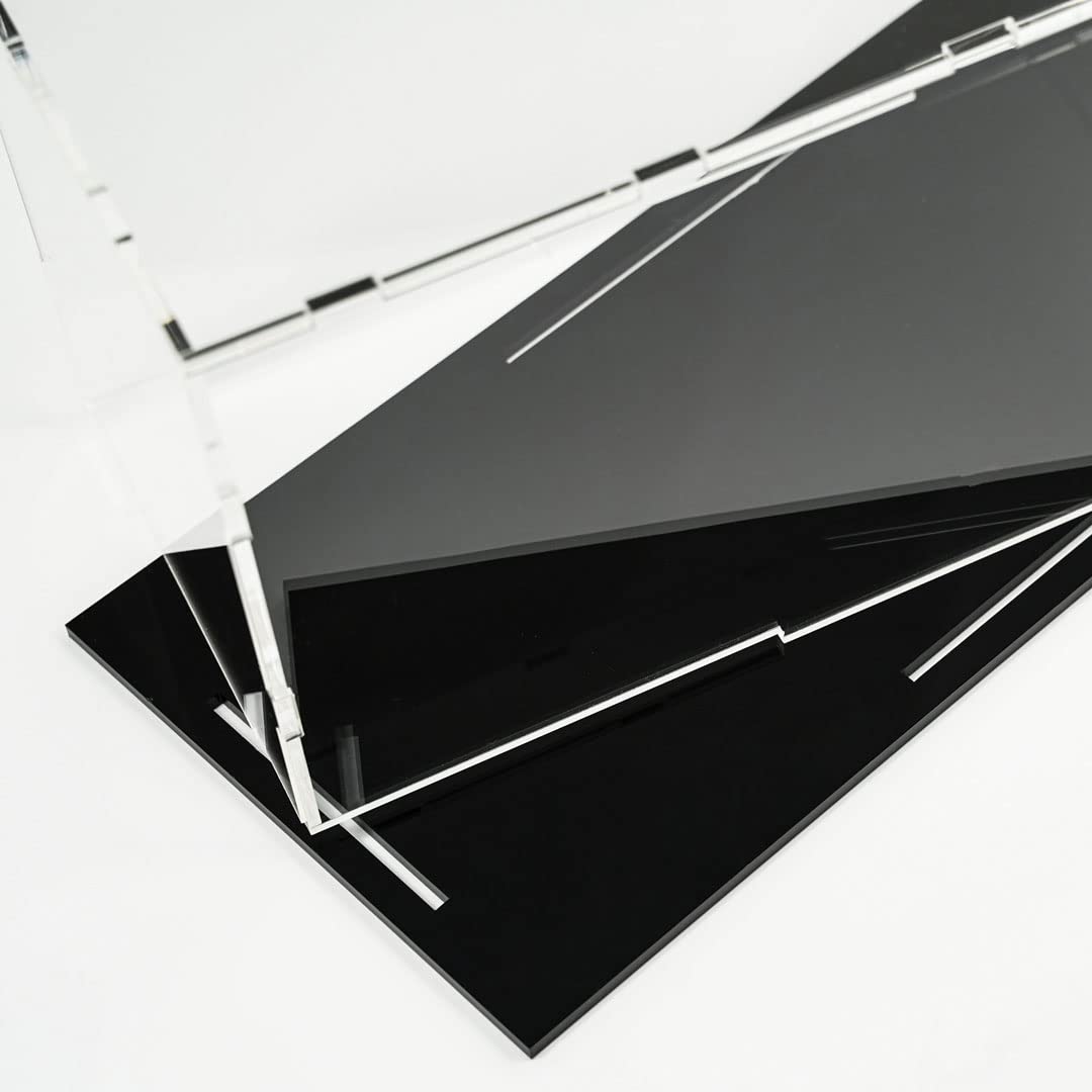 Teca in acrilico Trasparente per Modellismo e Esposizioni Smontabile con Base Nera (20x20x46)