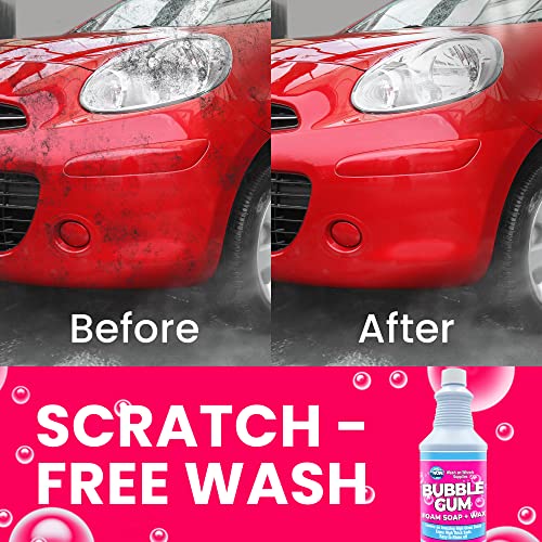 Wash On Wheels – Foam Cannon Soap + Wax, Car Wash Soap, Easy To Rinse Off Car Shampoo, Must-Have Car Exterior Care Products, Bubble Gum Foam Soap, 32 Ounces #TOP7