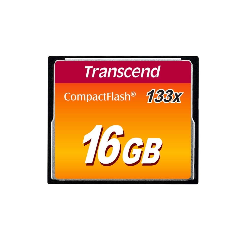 Transcend 16GB 133x CompactFlash Mémoire Flash 16Go CompactFlash - Carte Mémoire CompactFlash - Noir, Ampoule RoHS