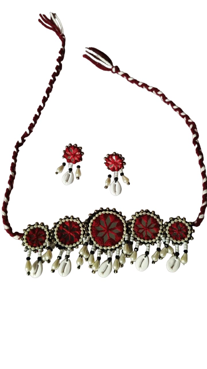 SPARSHMART Hand Made Mirror and Kundan Work Neckless Set, Jewellery Sets, Traditional Jewellery Set, Neckless Sets For Women And Girls (Maroon Color Neckless Set) (B0CCQ5VR8Q) Amazon Price History, Amazon Price Tracker
