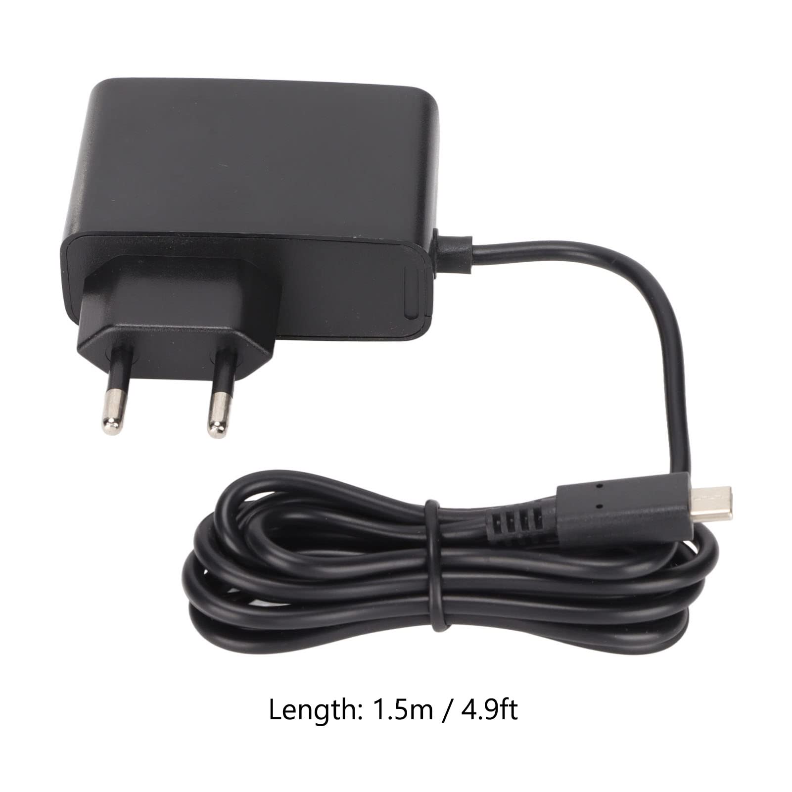 Switch-Typ-C-Wandladegerät Zum Schnellen Aufladen der Konsole – AC-Netzteil mit 5 V, 2,4 A Ausgang und Mehreren Schutzfunktionen – 4,9 Fuß Langes Kabel (EU-Stecker)