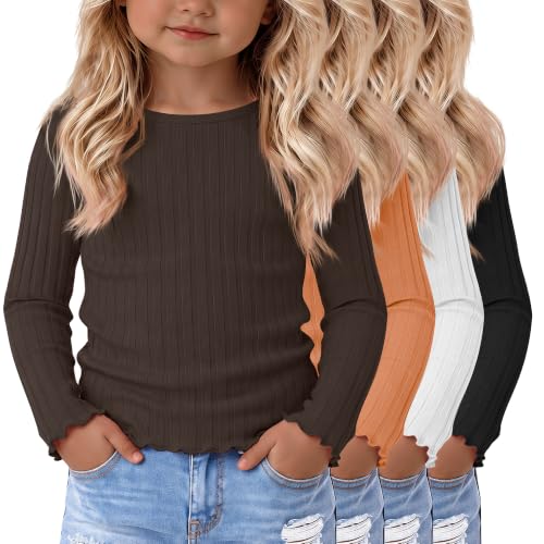 Image of 4 Pack Toddler Girls' Long Sleeve Shirts Cotton Tops