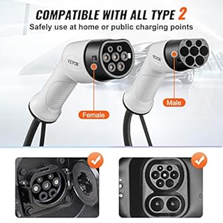 VEVOR Câble de Recharge EV de Type 2 à Type 2 Chargement Monophasé Véhicule Électrique 32 A 22 kW 5,5 m IP66 Étanche avec Sac de Transport pour IEC62196 Véhicule Électrique Hybride Rechargeable CE TÜV