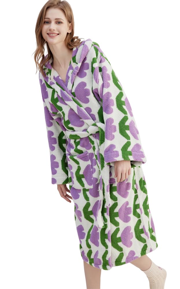 Damski szlafrok frotte, bawełniany szlafrok z kapturem, chłonny, gruby, długi szlafrok do spa, zimowy szlafrok pluszowy,B,One Size