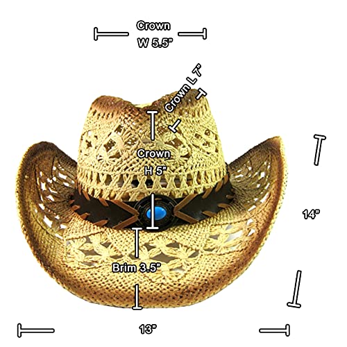 Image of SILVERFEVER Straw Cowboy Hat Cowgirl Hats Men Women Sun Hat Sombreros Vagueros Classic Western Accents Sombreros