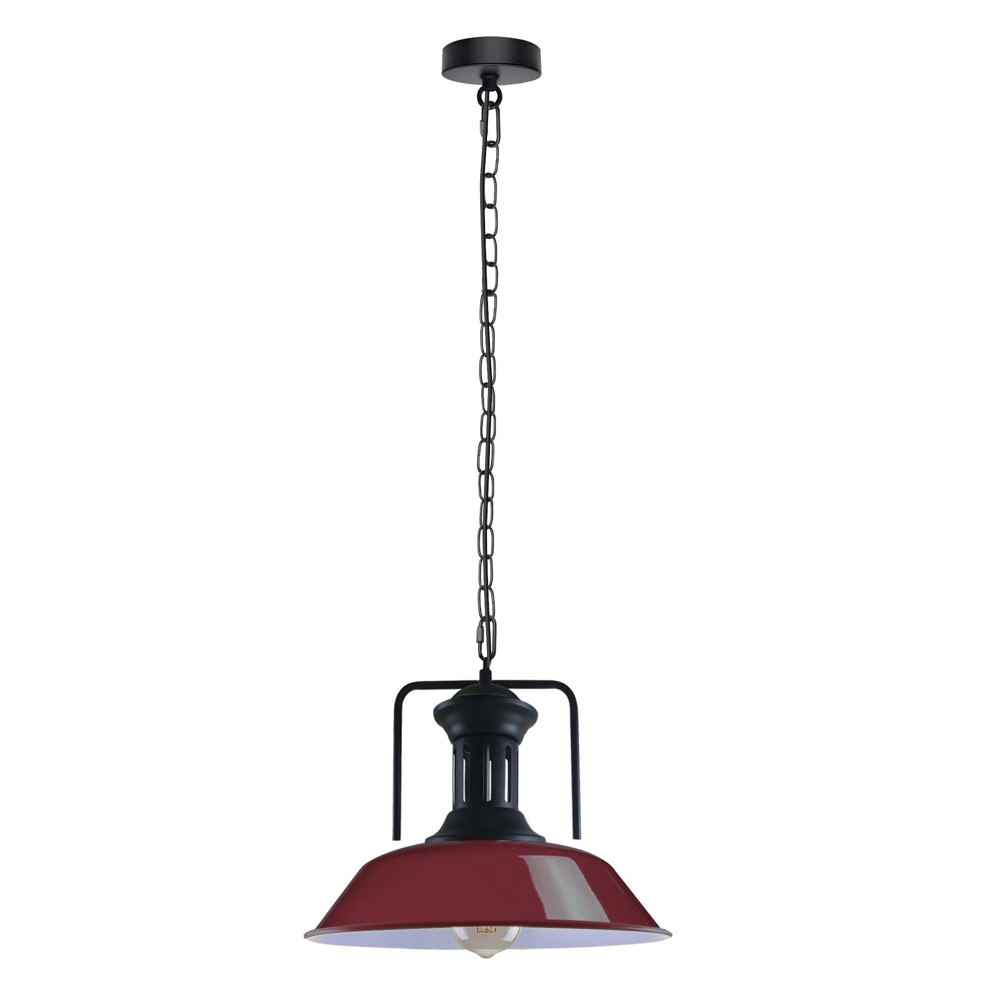 LEDSone 36cm Metal Ceiling Pendant Light Shade E27 Hanging 2 Core Pendant Holder Adjustable Chain for Bedroom Hall Dining Room Lounge Kitchen (Burgandy - Without Bulb)
