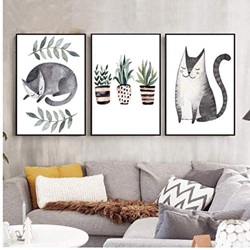 Toile chat dessin animé pour créer un cocon doux dans la chambre de bébé