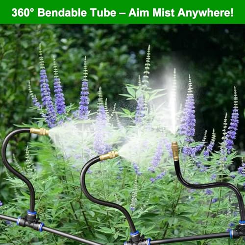 HEKIWAY Brass Misting Nozzles for 5/16 Inch Drip Irrigation Tubing, 360° Adjustable Rotating Sprayers for Garden, Greenhouse & Outdoor Cooling, 15 Pack by HEKIWAY - Used condition - Image 4