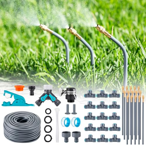 360° Automatisches Garten Bewässerungssystem, Tropfbewässerung mit Präziser Durchflussregelung, Sprinklersystem Kühlsystem für Gewächshaus, Hochbeet, Terrasse, Balkontopfpflanzen (20M)