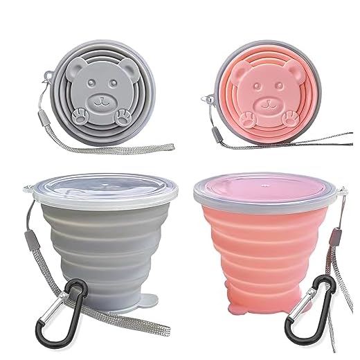 LWZHUXUJIA 270ML+270ML Collapsible Cups-Silicone Small Fold-able Cup-Expandable Folding Drinking Cup-Reusable Portable Mugs Cup with Lids For Travel, Camping, Hiking, Holiday, Outdoor Sports